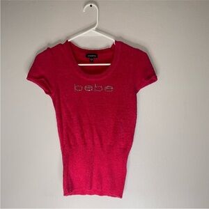 Bebe Women's Vibrant Pink Short Sleeve Tee